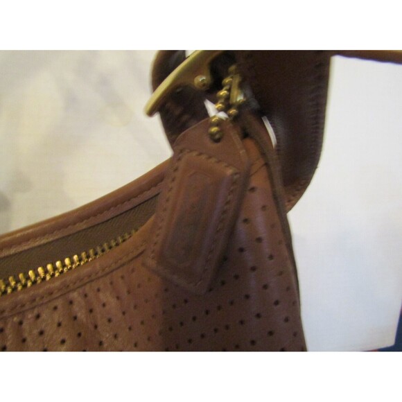 Coach Legacy 9218 Vintage Brown Leather Shoulder Bag Perforated Purse US - Picture 4 of 8